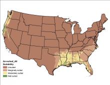 Arrowleaf Soil and Climate US Map