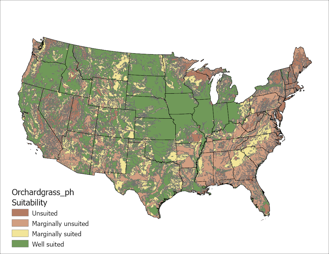 Orchardgrass pH US Map