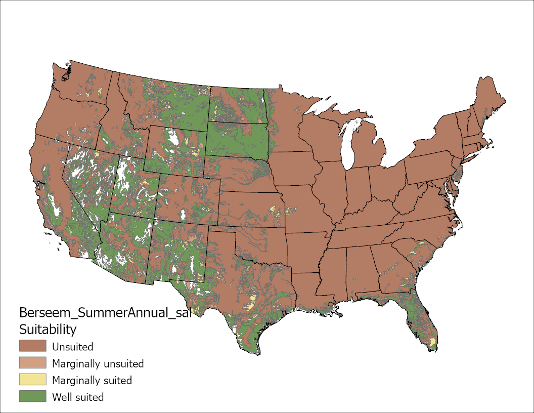 Berseem Summer Annual Salinity US Map