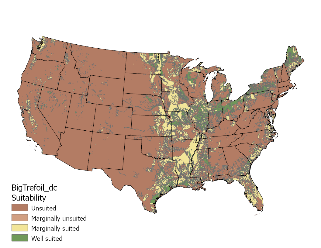 Big Trefoil Drainage Class US Map