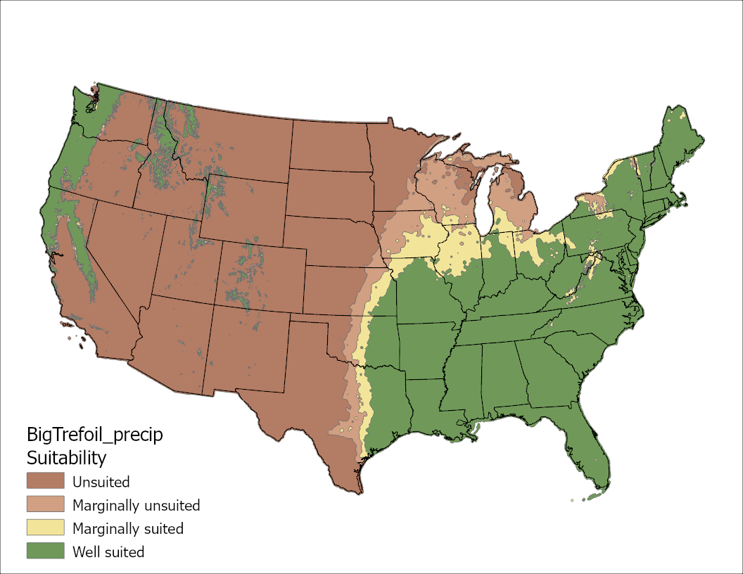 Big Trefoil Precipitation US Map