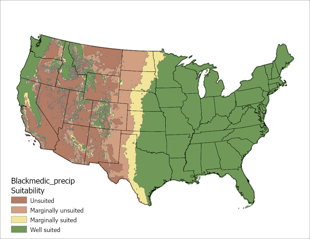 Black Medic Precipitation US Map