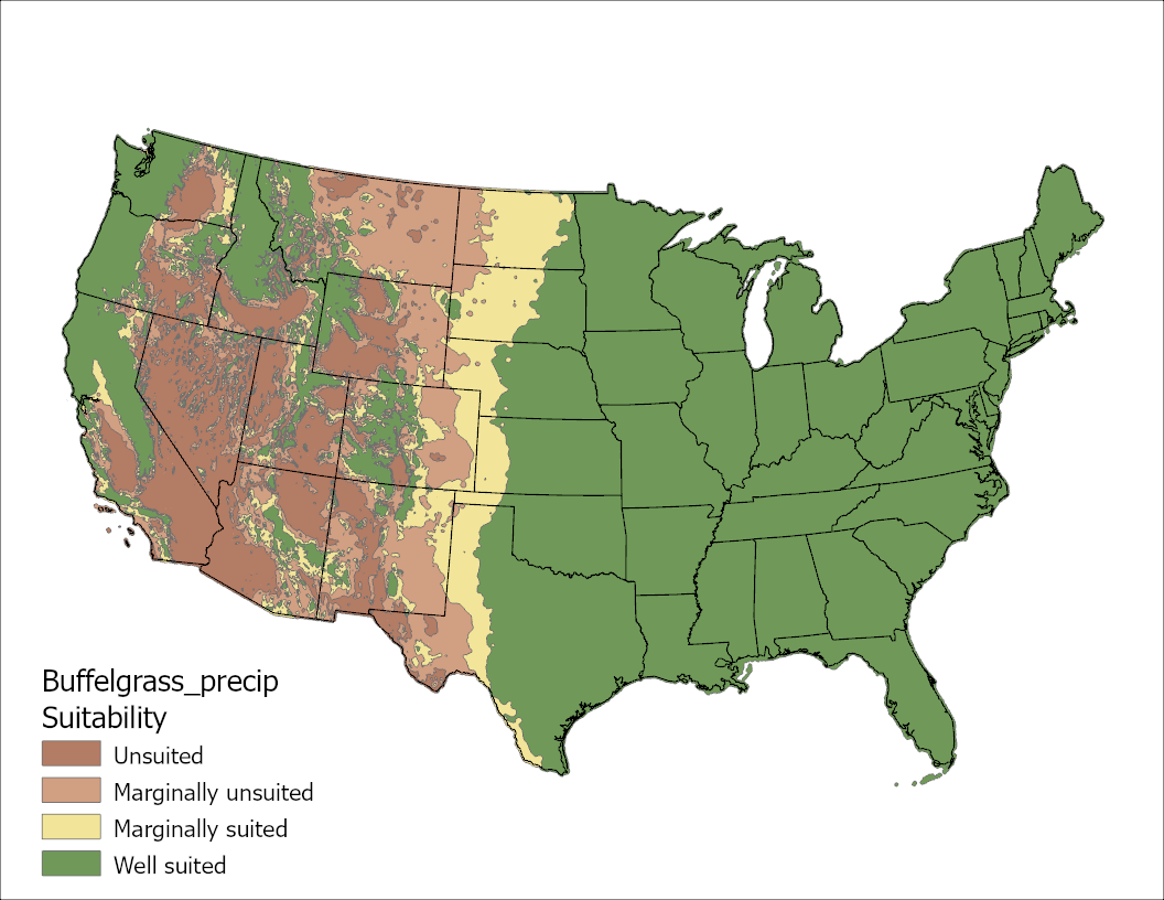 Buffelgrass Precipitation US Map