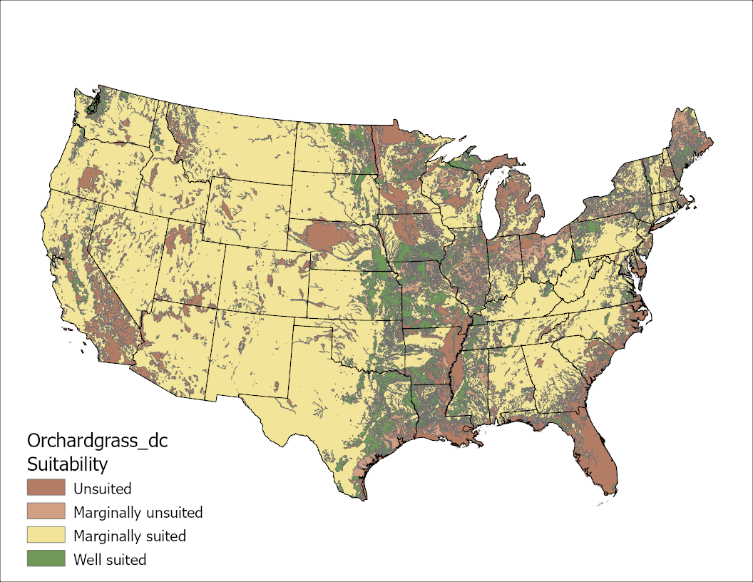 Orchardgrass Drainage Class US Map
