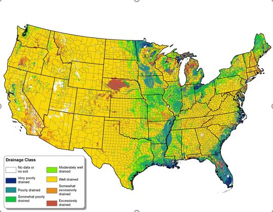Soil Drainage USA map