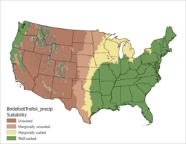 Birdsfoot Trefoil Precipitation US Map