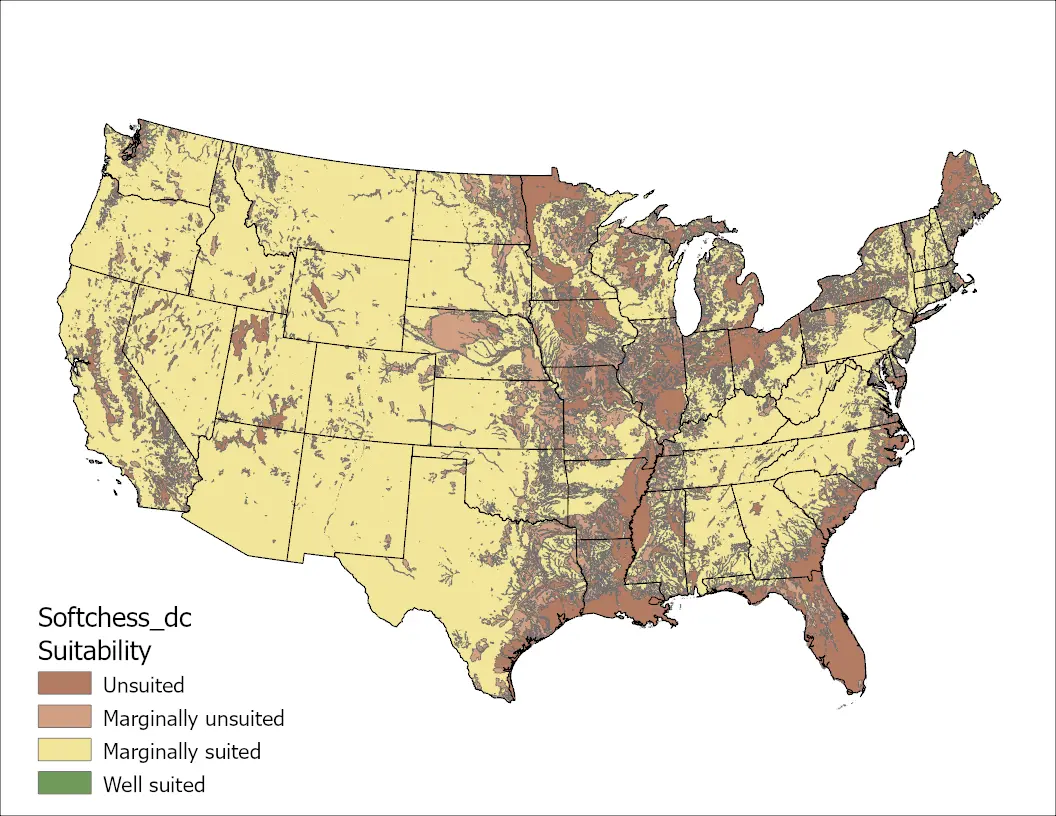 Soft chess Drainage Class US Map
