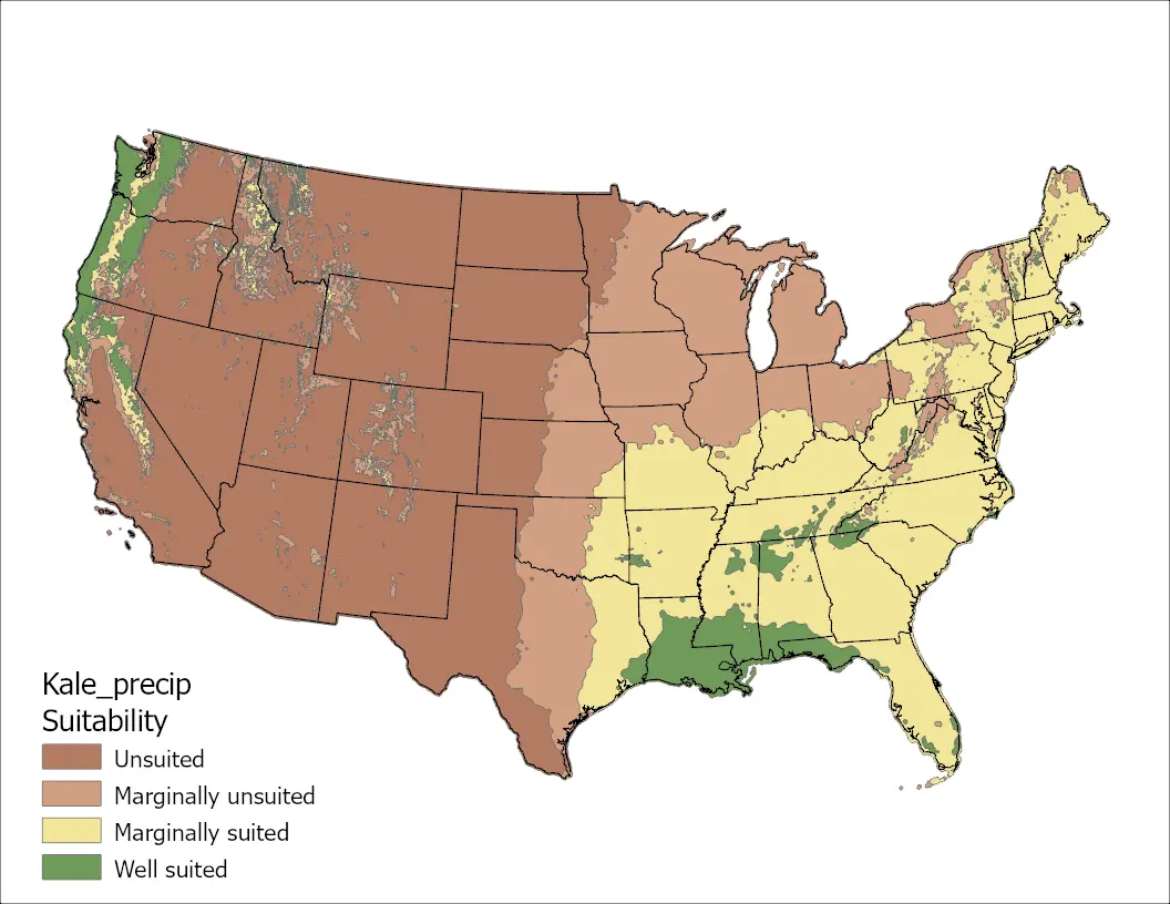 Kale Precipitation US Map