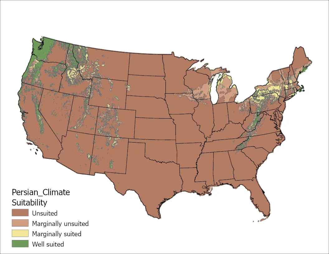 Persian Clover Climate US Map