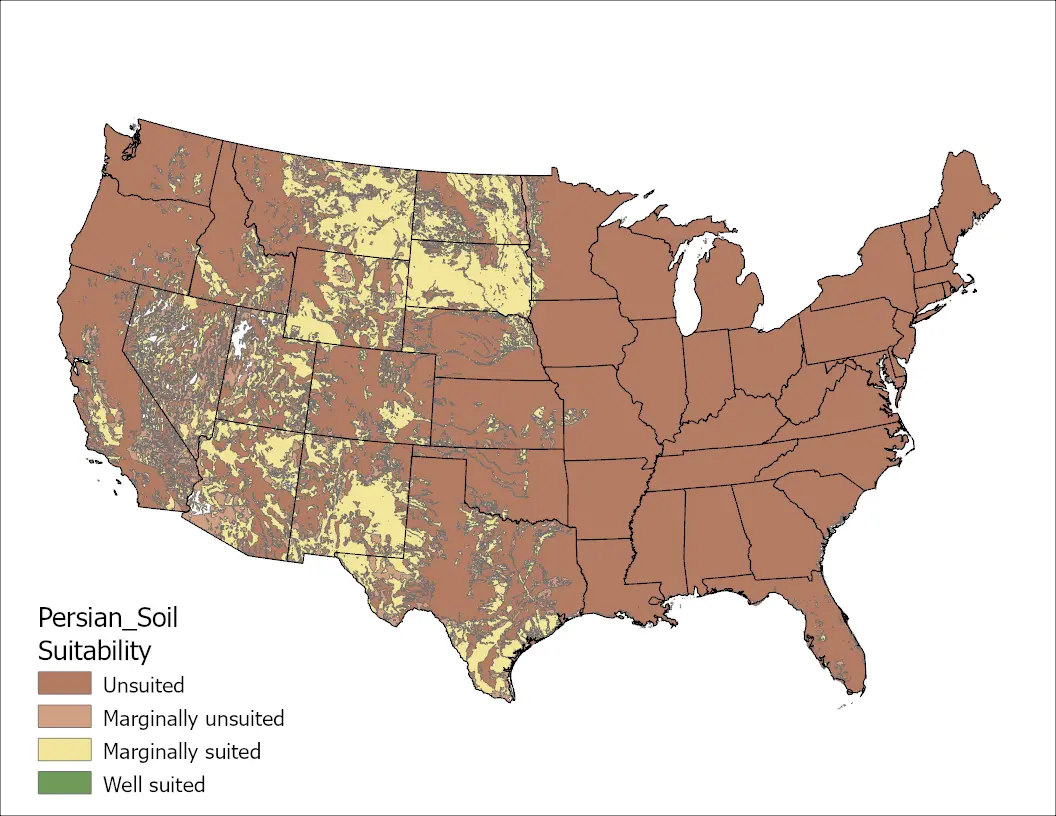 Persian Clover Soil US Map
