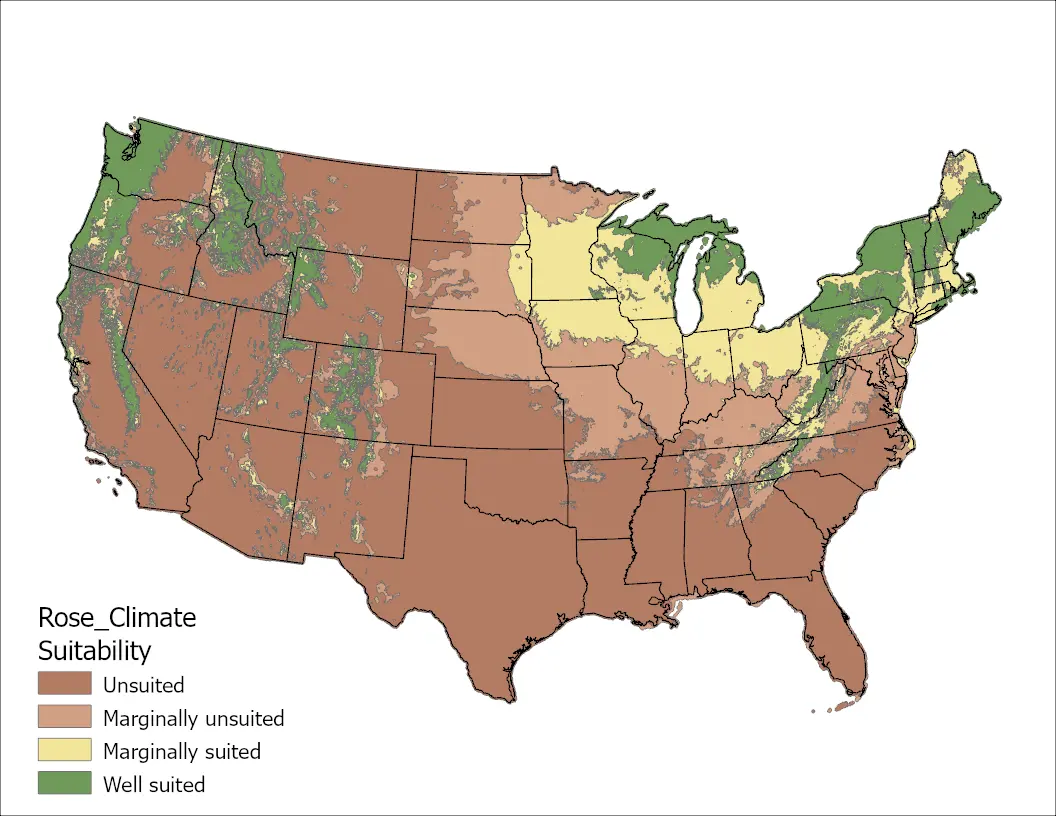 Rose Clover Climate US Map