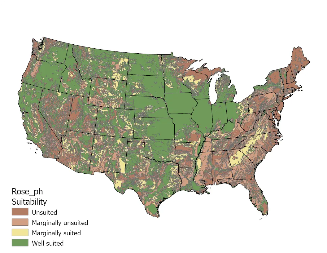 Rose Clover pH US map