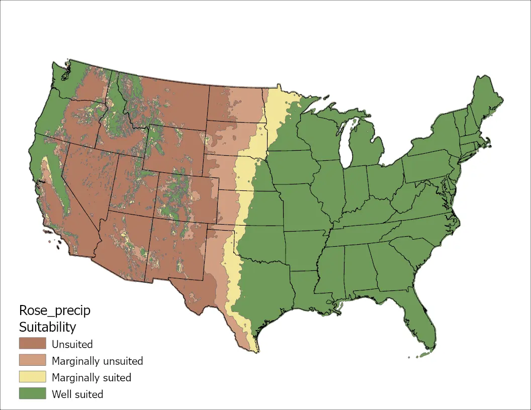 Rose Clover Precipitation US Map