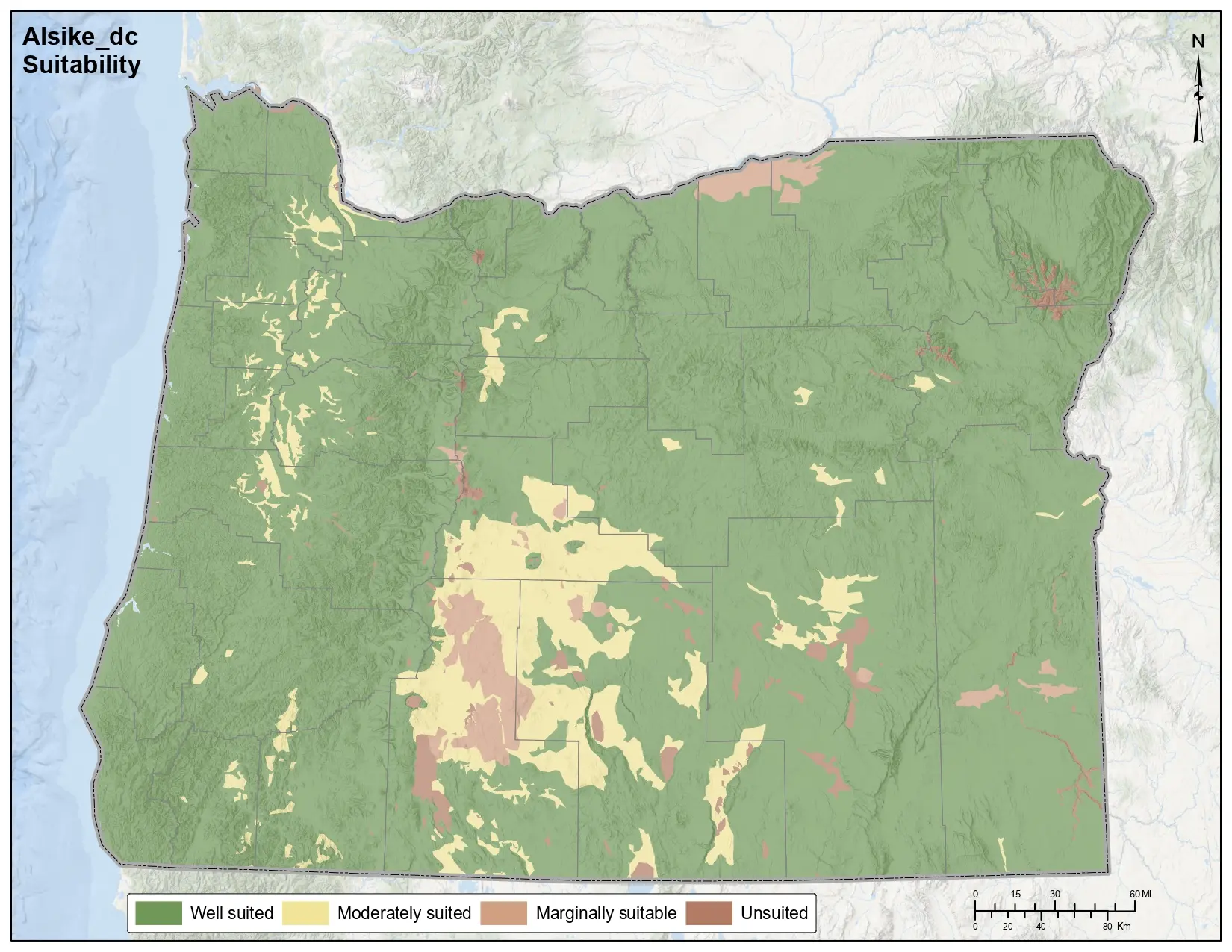 Alsike Clover Drainage Oregon Map
