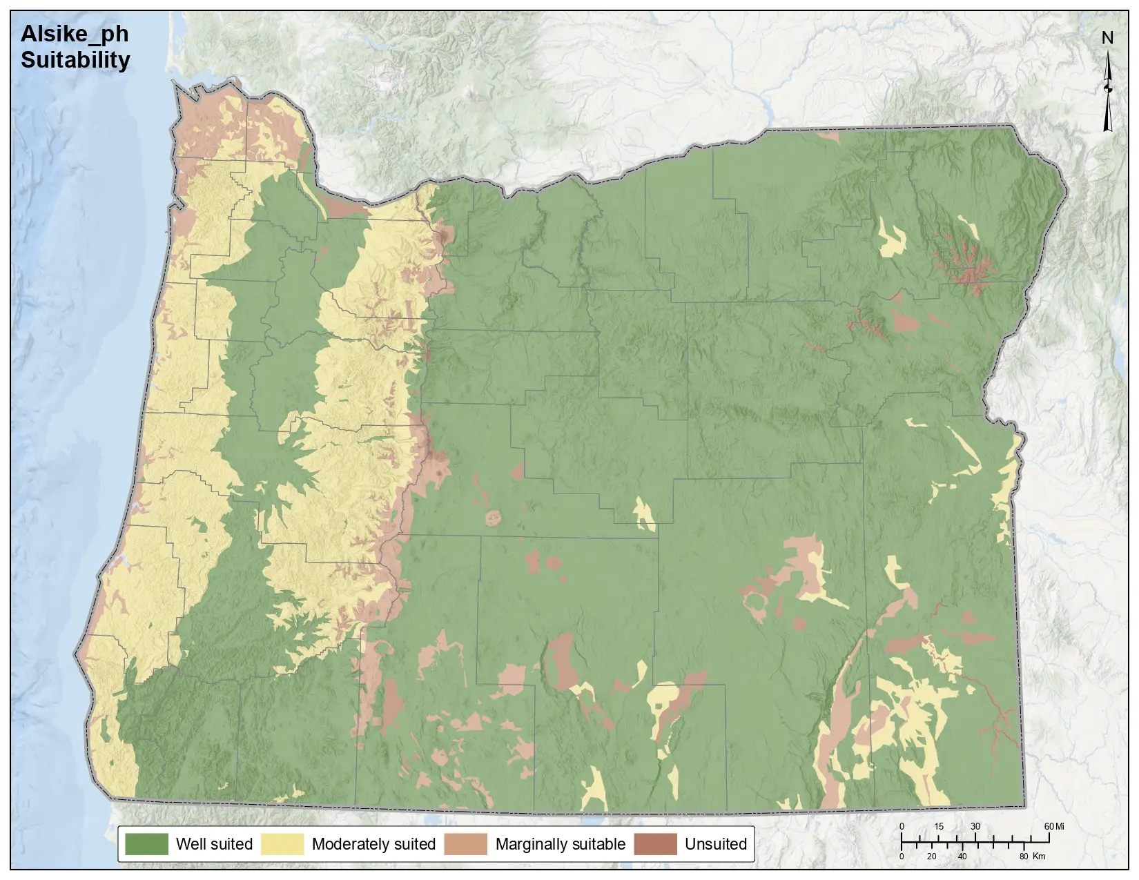 Alsike Clover pH Oregon Map
