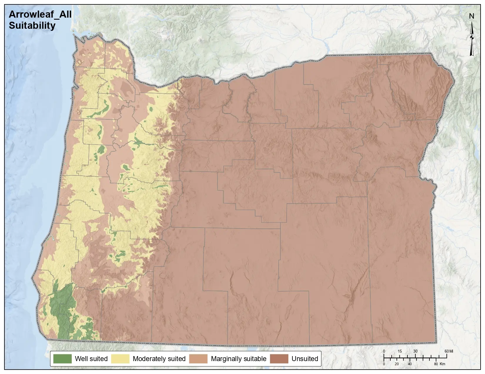 Arrowleaf Clover Climate and Soil Oregon Map