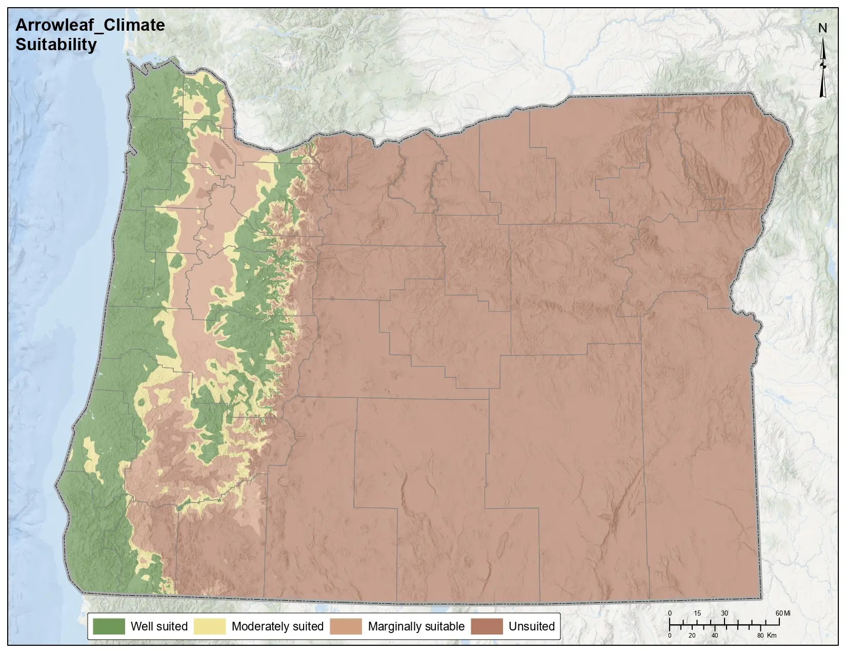 Arrowleaf Clover Climate Oregon Map