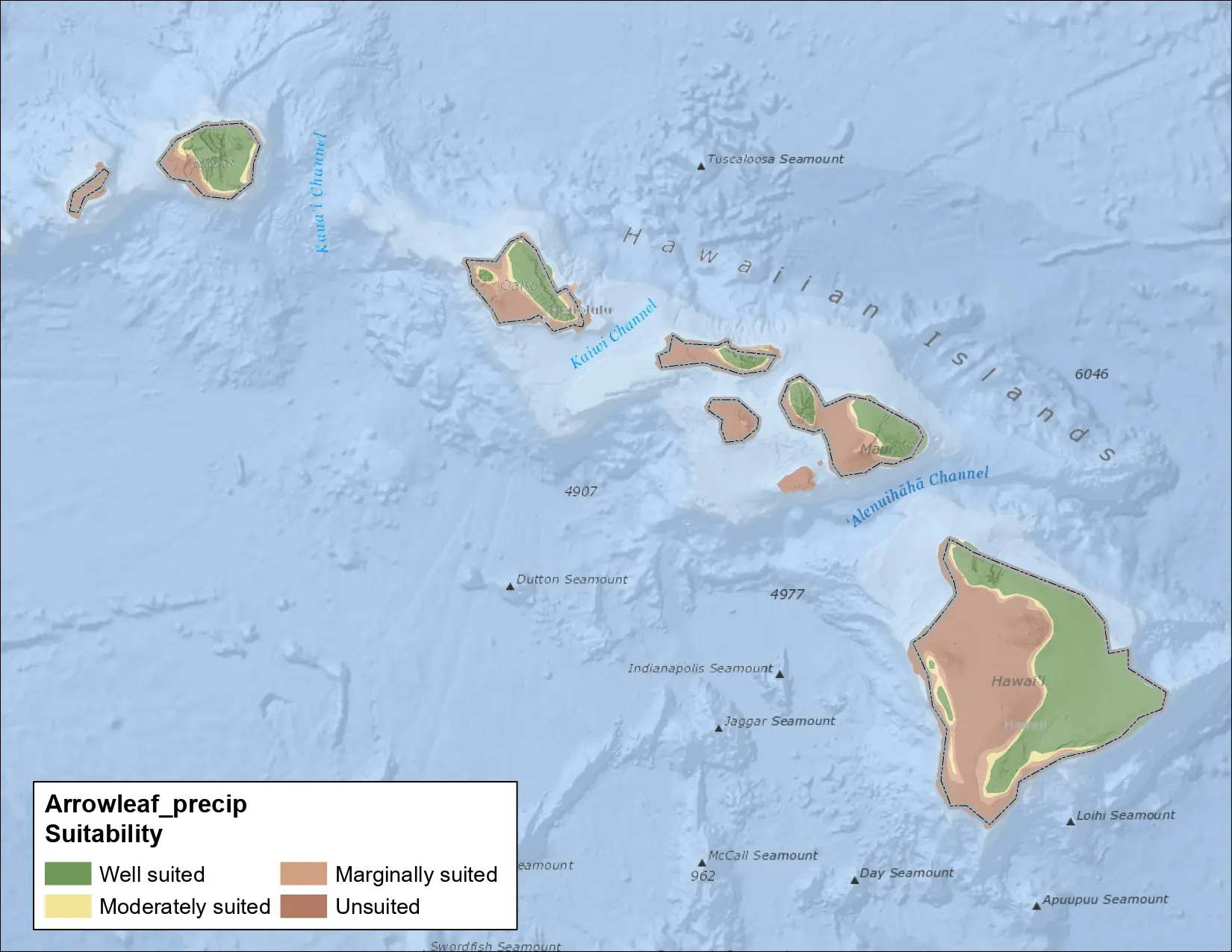 Arrowleaf Clover Precipitation Hawaii Map