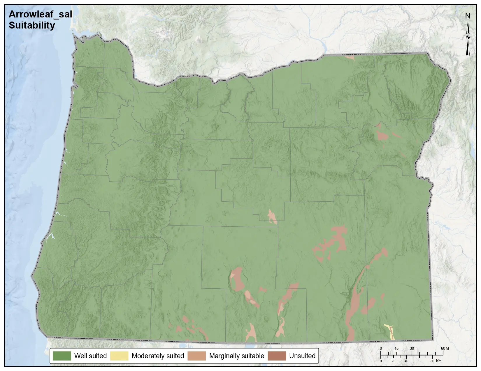Arrowleaf Clover Salinity Oregon Map