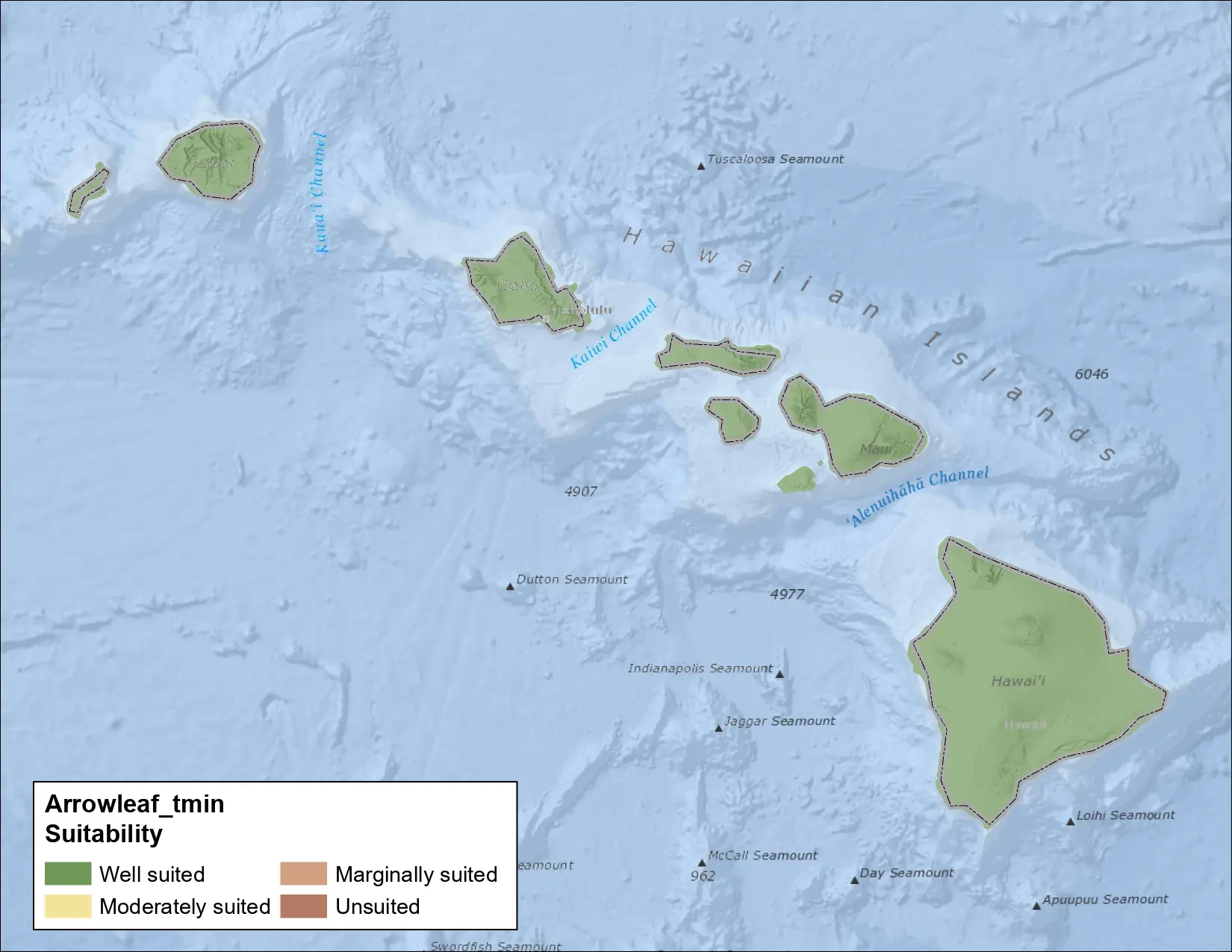 Arrowleaf Clover Temperature Minimum Hawaii Map