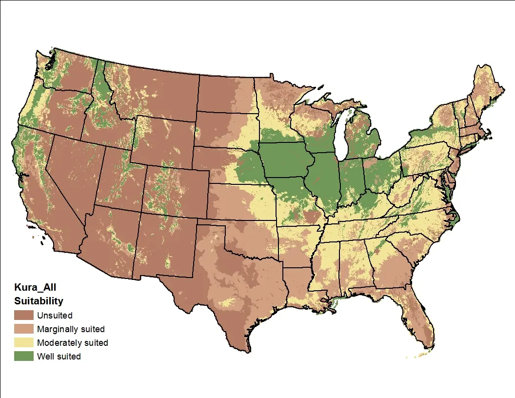 Kura Clover Climate and Soil US Map