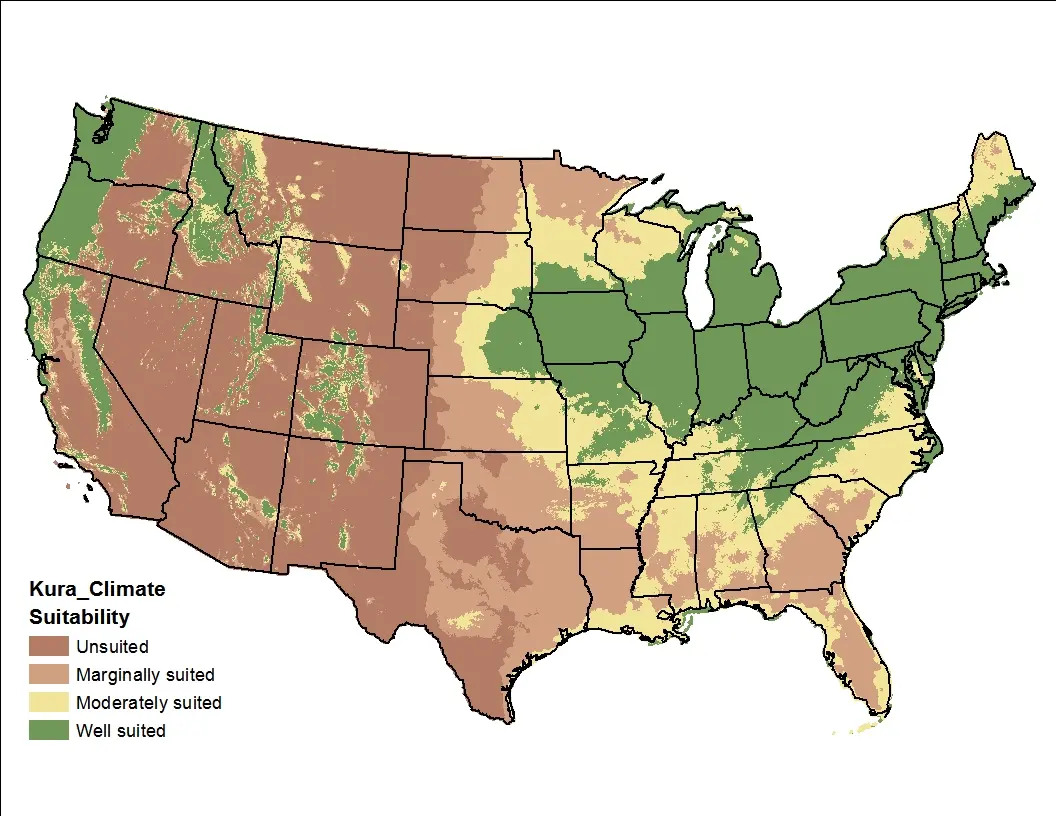 Kura Clover Climate US Map