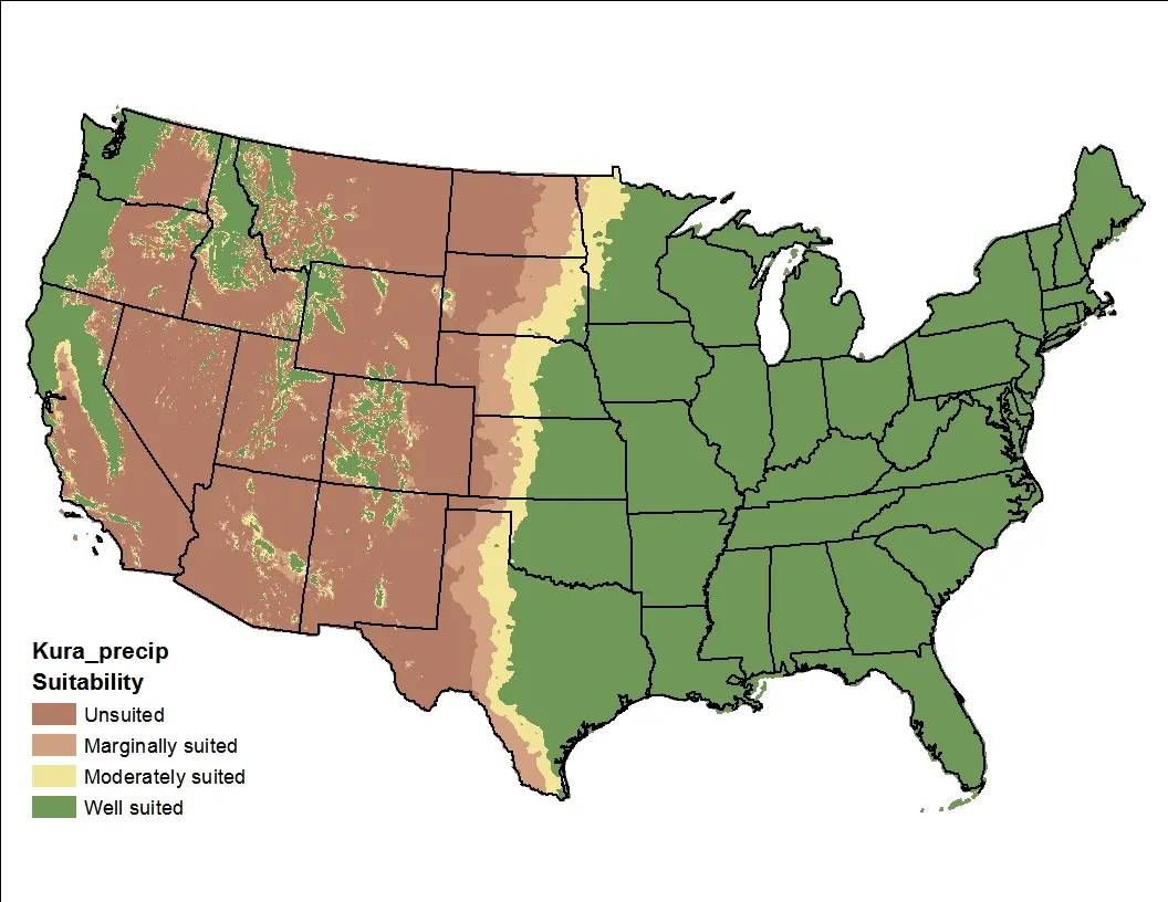 Kura Clover Precipitation US Map