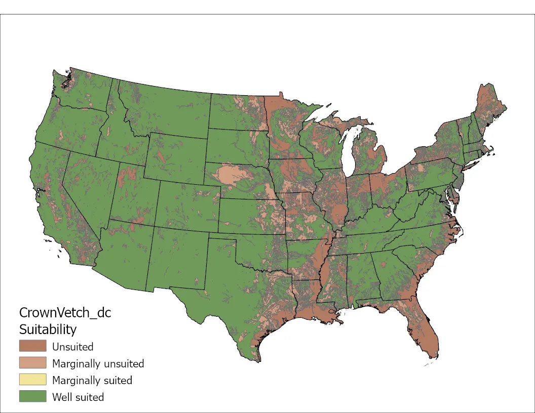 Crownvetch Drainage US Map