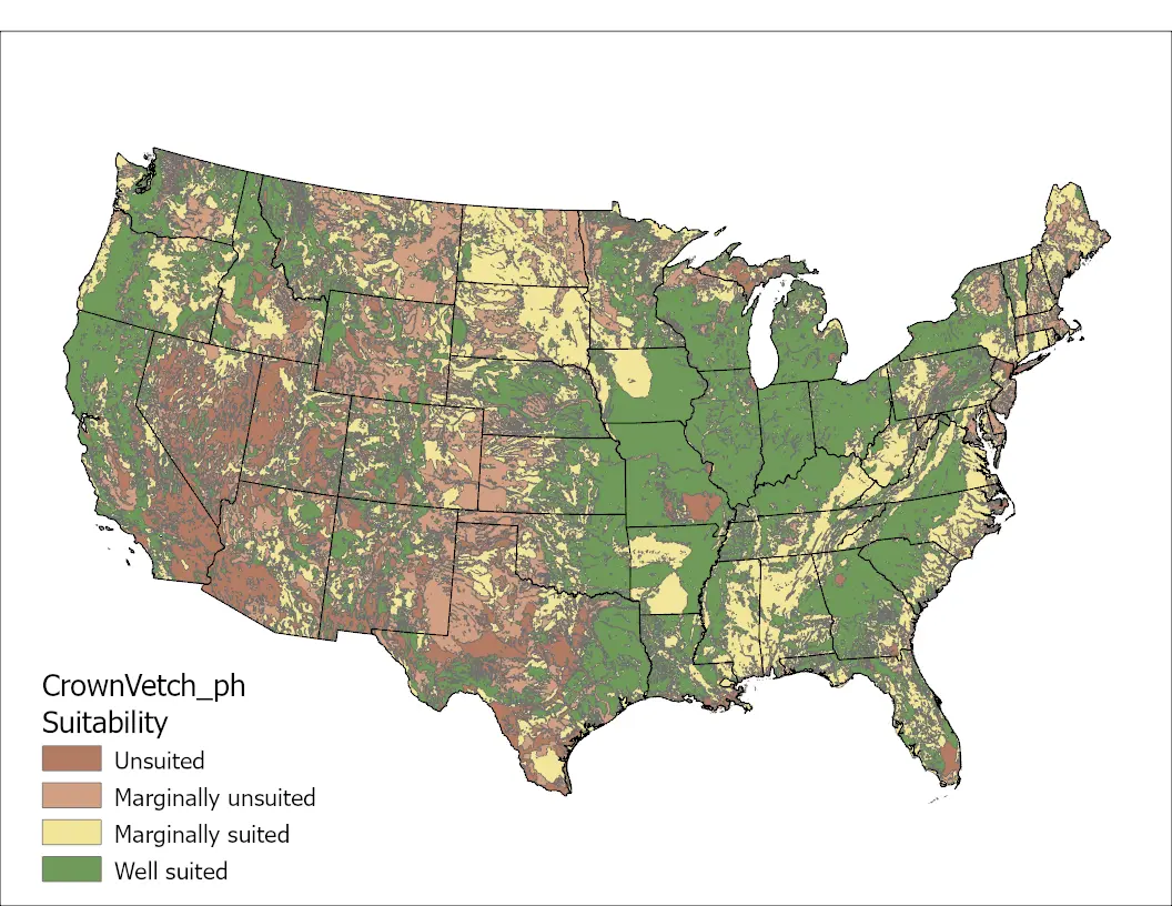 Crownvetch pH US Map
