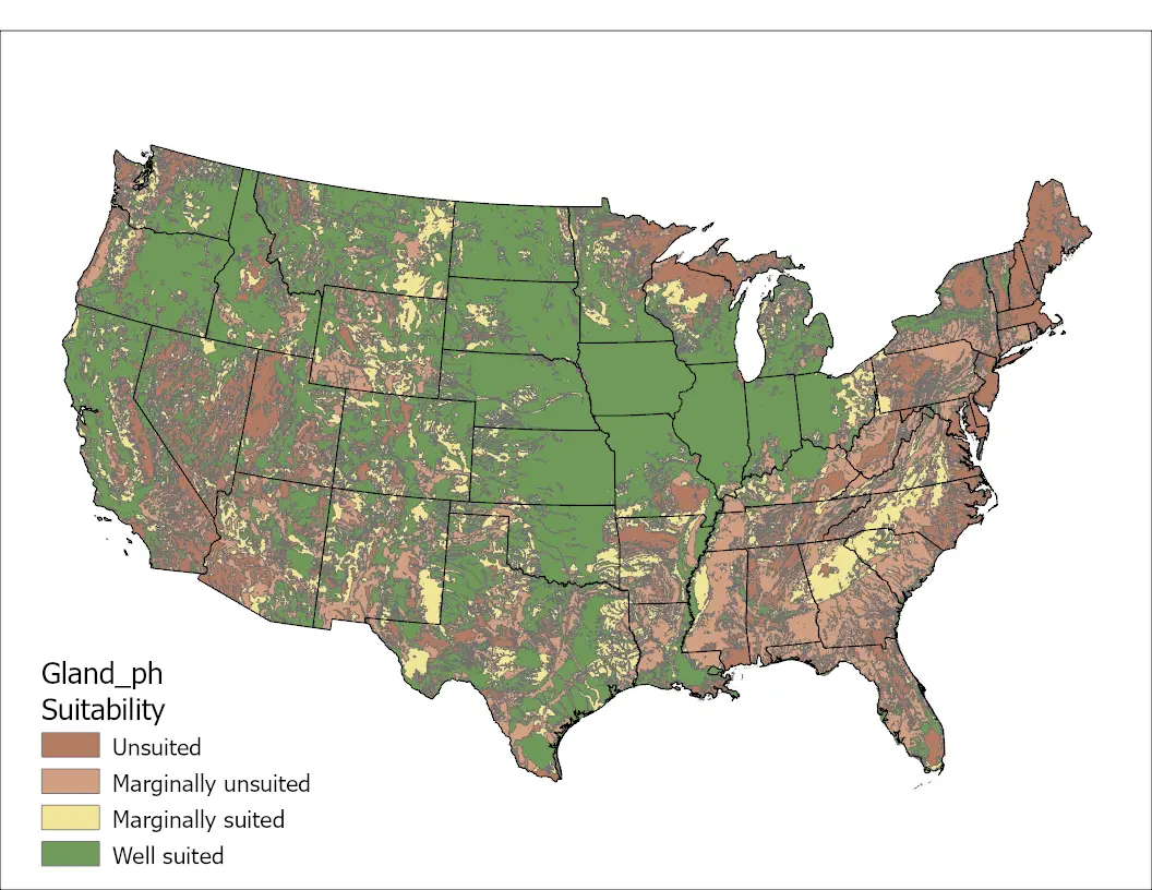 Gland Clover pH US Map