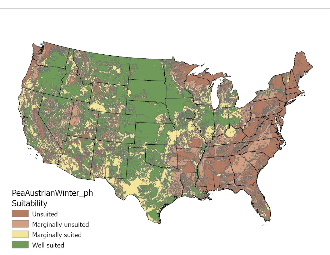 Pea (Austrian Winter) pH US Map