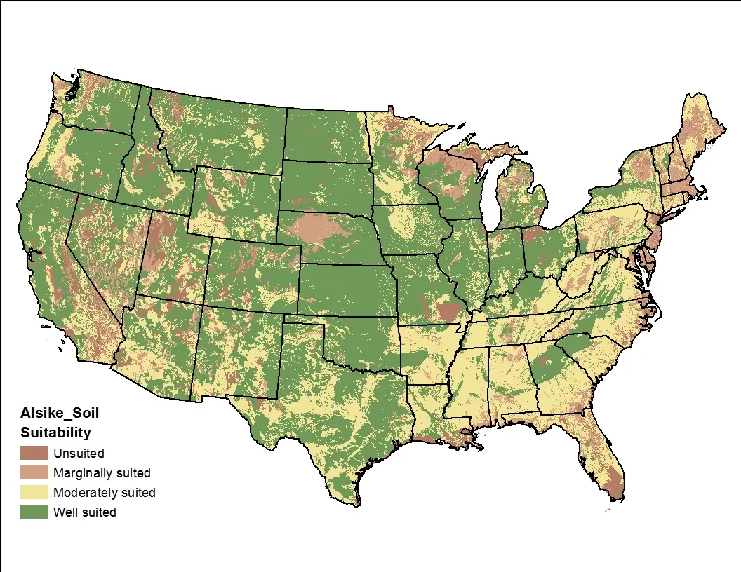 Alsike Clover Soil US Map