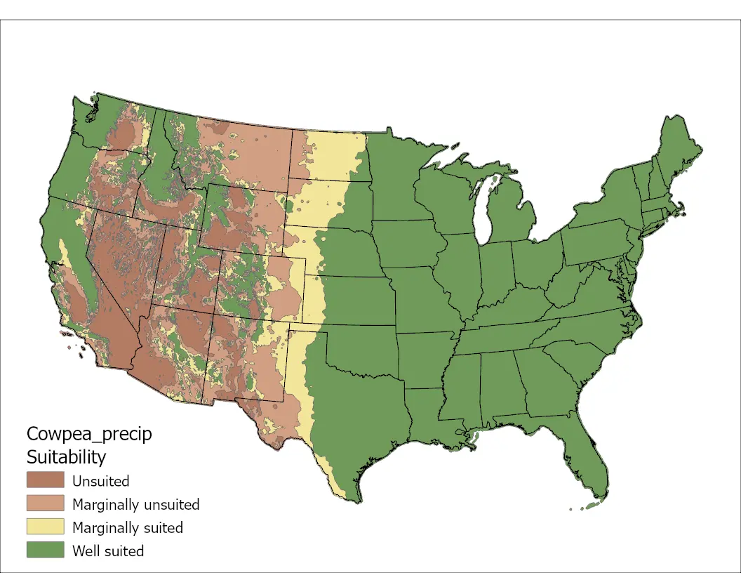 Cowpea Precipitation US Map