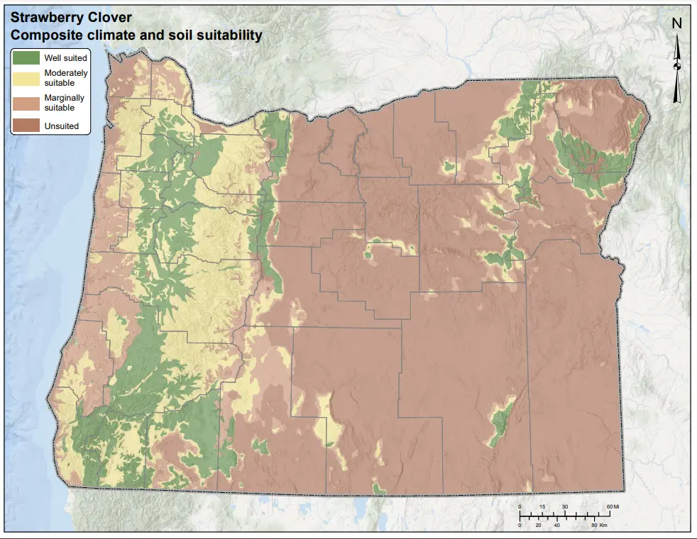 Strawberry Clover Climate and Soil Oregon Map