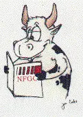 Cartoon Cow reading a magazine