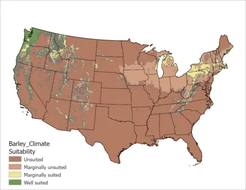 Barley Climate All Factors US Map