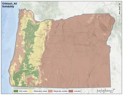 Crimson Clover Soil and Climate Oregon Map