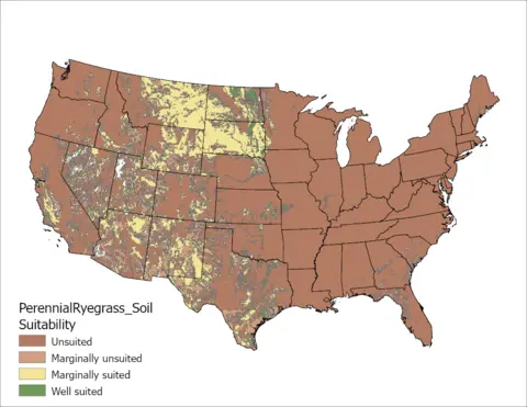 Perennial Ryegrass Soil US Map