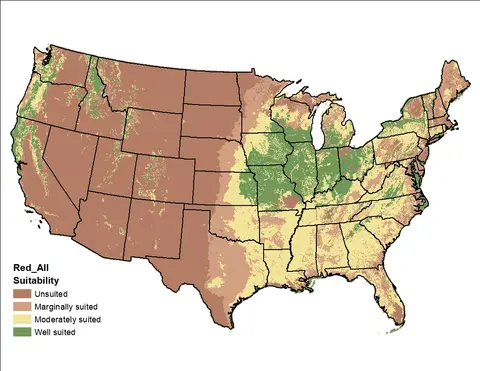 Red Clover Climate and Soil US Map