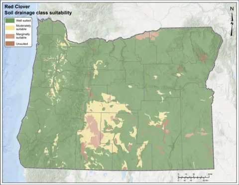 Red Clover Drainage Oregon Map