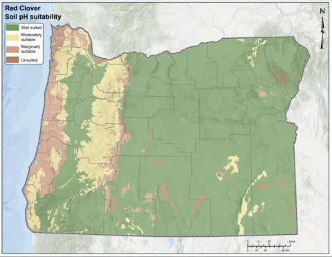 Red Clover pH Oregon Map