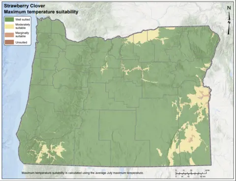 Strawberry Clover Maximum Temperature Oregon Map