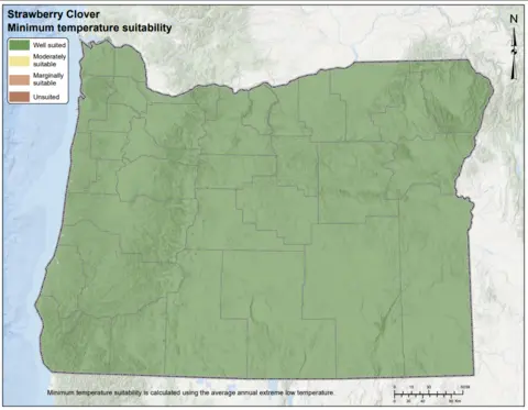 Strawberry Clover Minimum Temperature Oregon Map