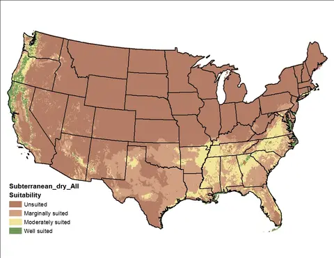 A map of the United States showing tree population by state, with colors representing different tree density levels.