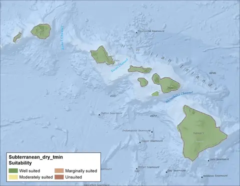 Subterranean Dry Minimum Temperature Hawaii Map