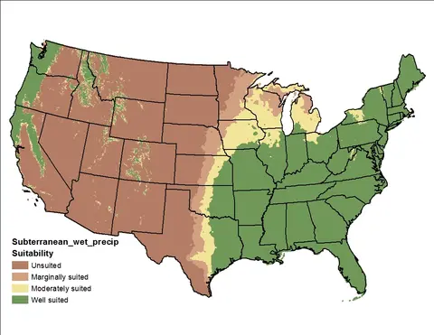 A map of the United States showing tree population by state, with colors representing different tree density levels.