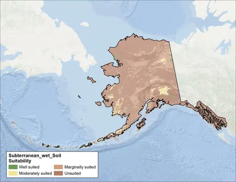Subterranean Wet Soil Alaska Map
