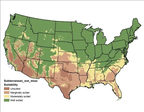 A map of the United States showing tree population by state, with colors representing different tree density levels.