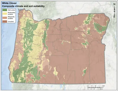 White Clover Climate and Soil Oregon Map