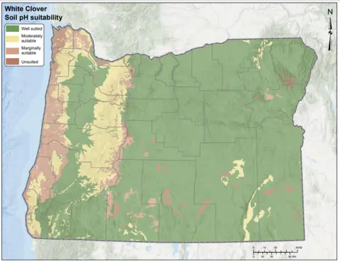 White Clover pH Oregon Map